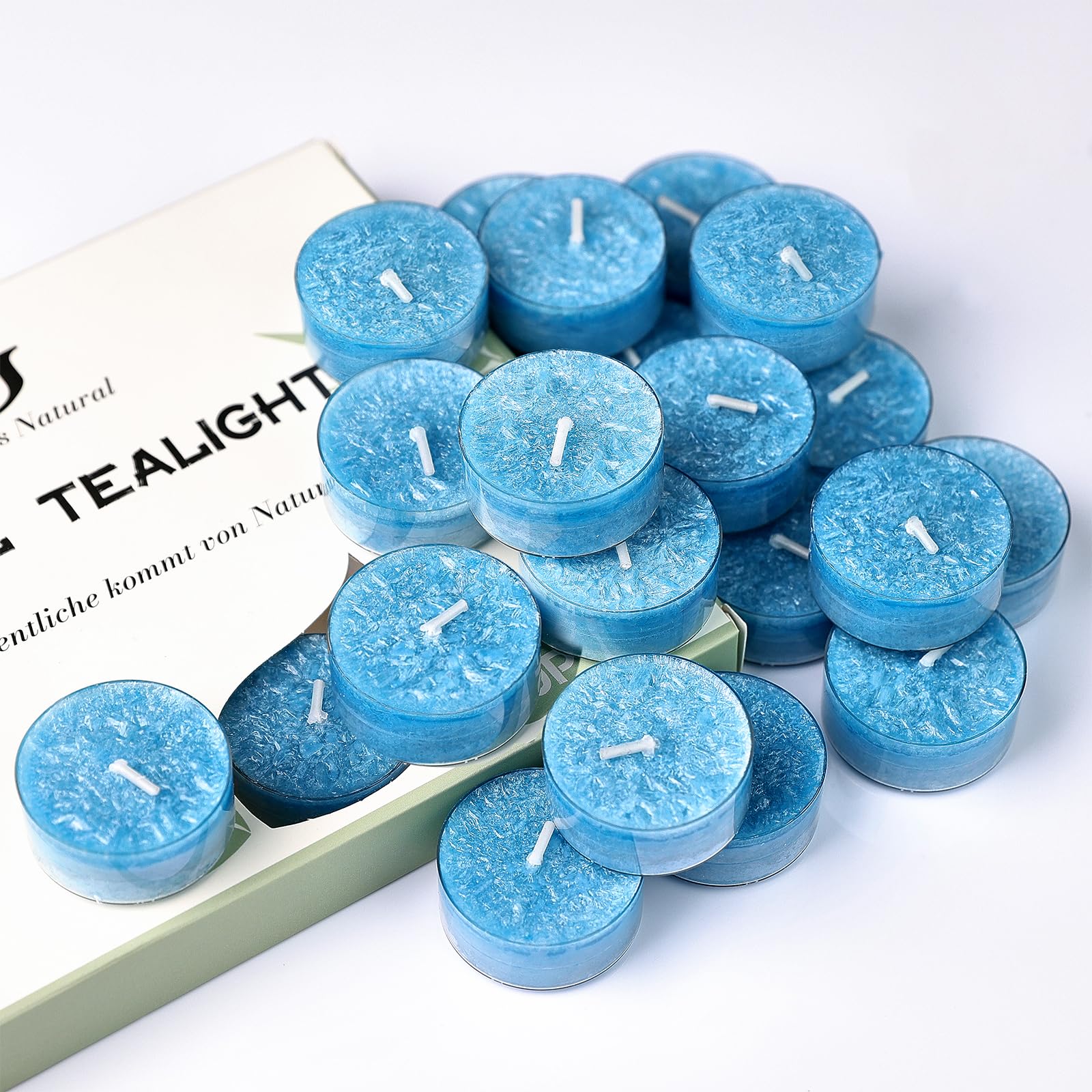 20 Pack Ocean Scented Tealight Candles, About 5-Hour Burn Time, Plant Wax Coloured Candles Gift Set, Small Candles Multipack for Home Decor, Gifts for Christmas Birthday