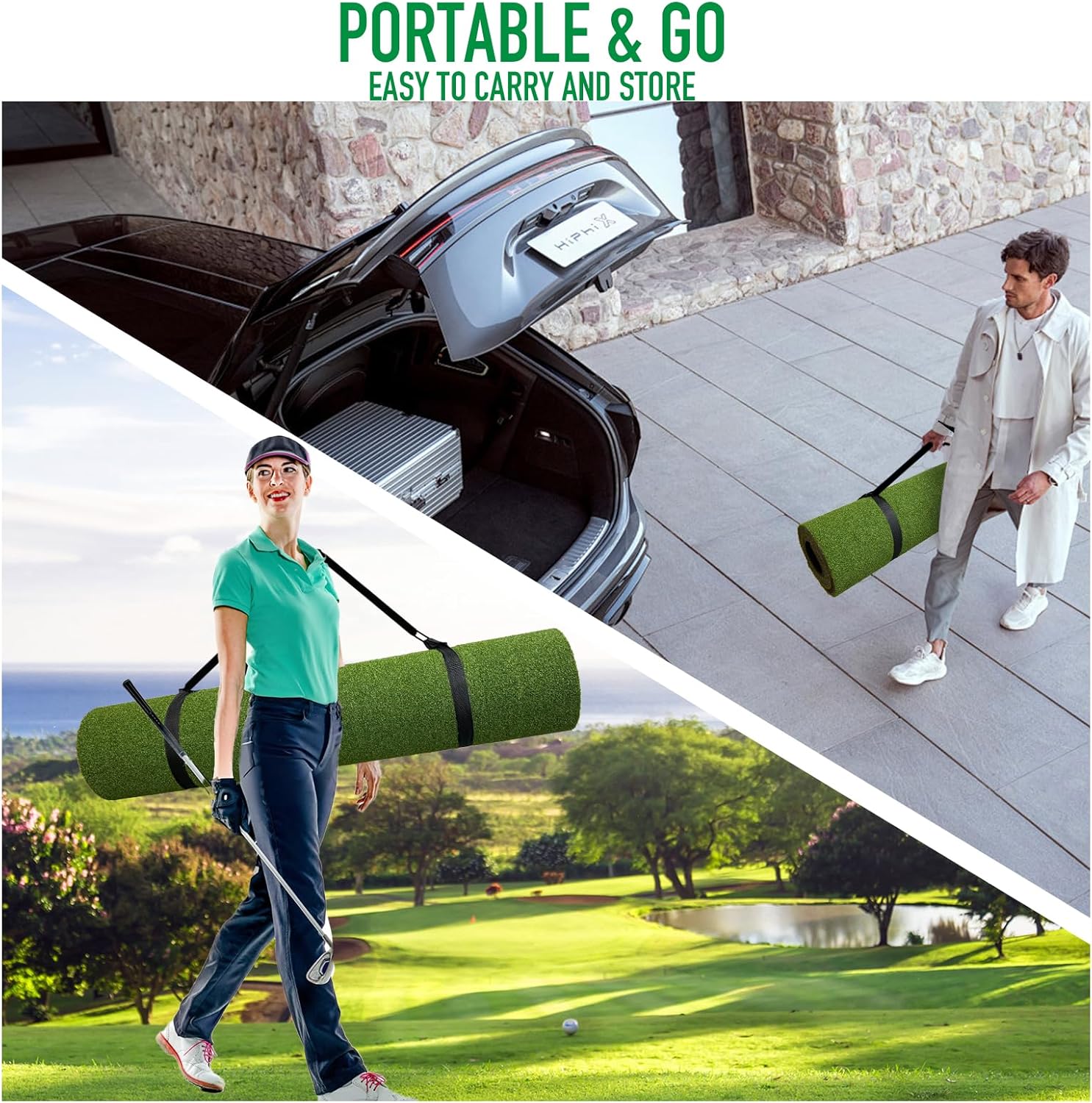 Golf Mat, 31MM 5x4ft Dense Elite Golf Hitting Mats Practice with 9 Balls, 9 Tees, PE Grass Heavy Duty Artificial Hitting Training Matt for Backyard Driving Chipping Indoor Outdoor Simulators