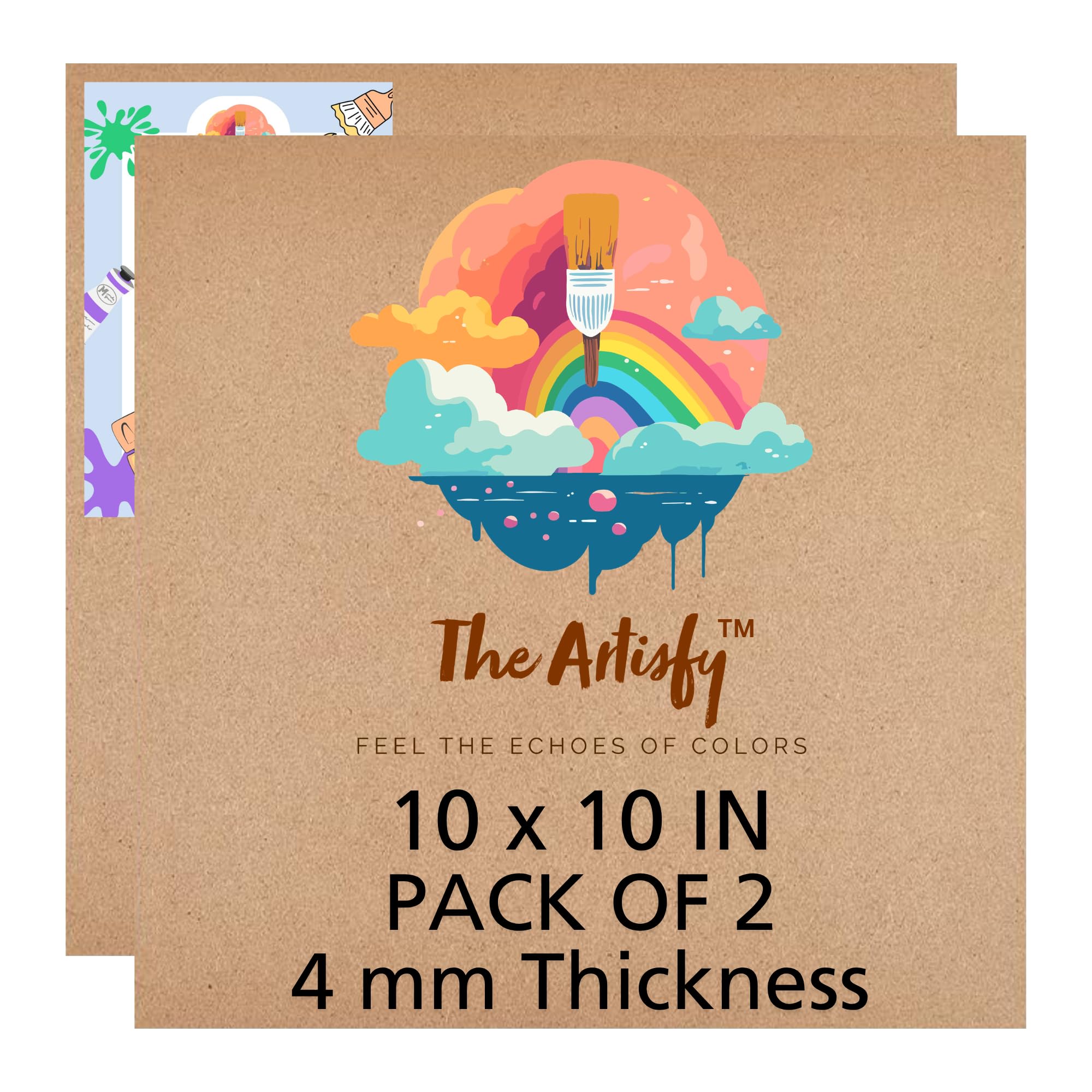 The Artisfy | Premium Pinewood MDF Board | 10 x 10 inch | Square | Pack of 2 | 4mm Thickness | Laser Cut | Perfect for Mandala, Lippan, Resin Art & Craft | Ideal for Artists & Students-image-16