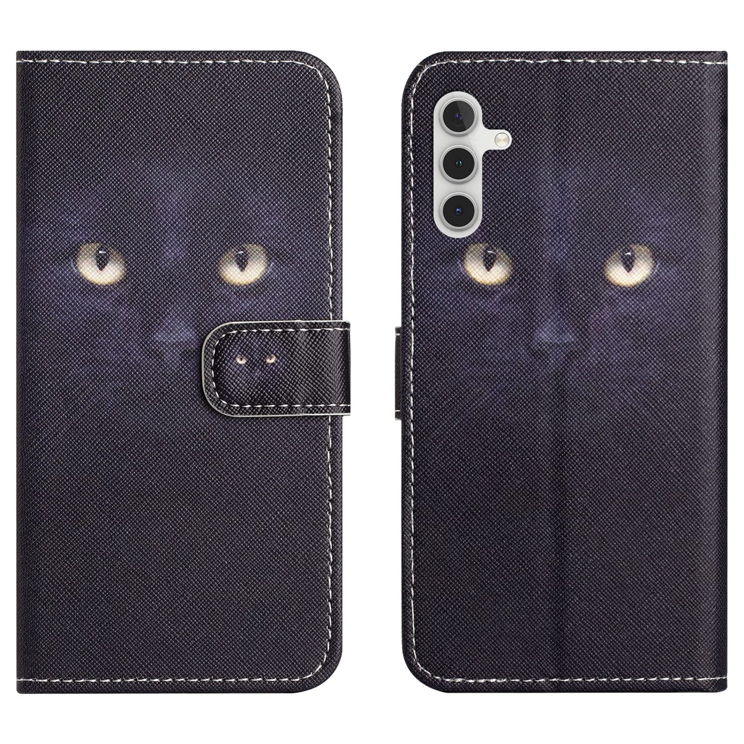 WuhaizherSamsung S23 Plus Case Flip Shockproof Leather Folio Book Wallet Cases with Card Holder Stand Silicone Bumper Protector Cover for Samsung Galaxy S23 Plus Phone Case for Girls Women Men, Cat