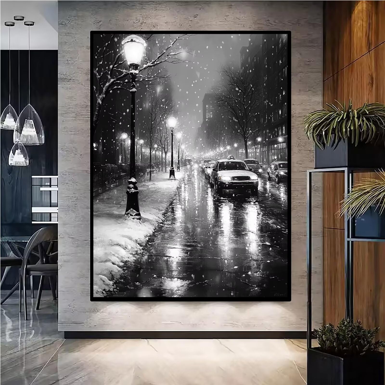 Malarstwo diamentowe dla dorosłych, duży, XXL, 90 x 120 cm, do malarstwa, prostokątne kamienie, na zimę, pełne wiertło, "zrób to sam", haft krzyżykowy, embridery, DIY, zestaw do malarstwa diamentowego