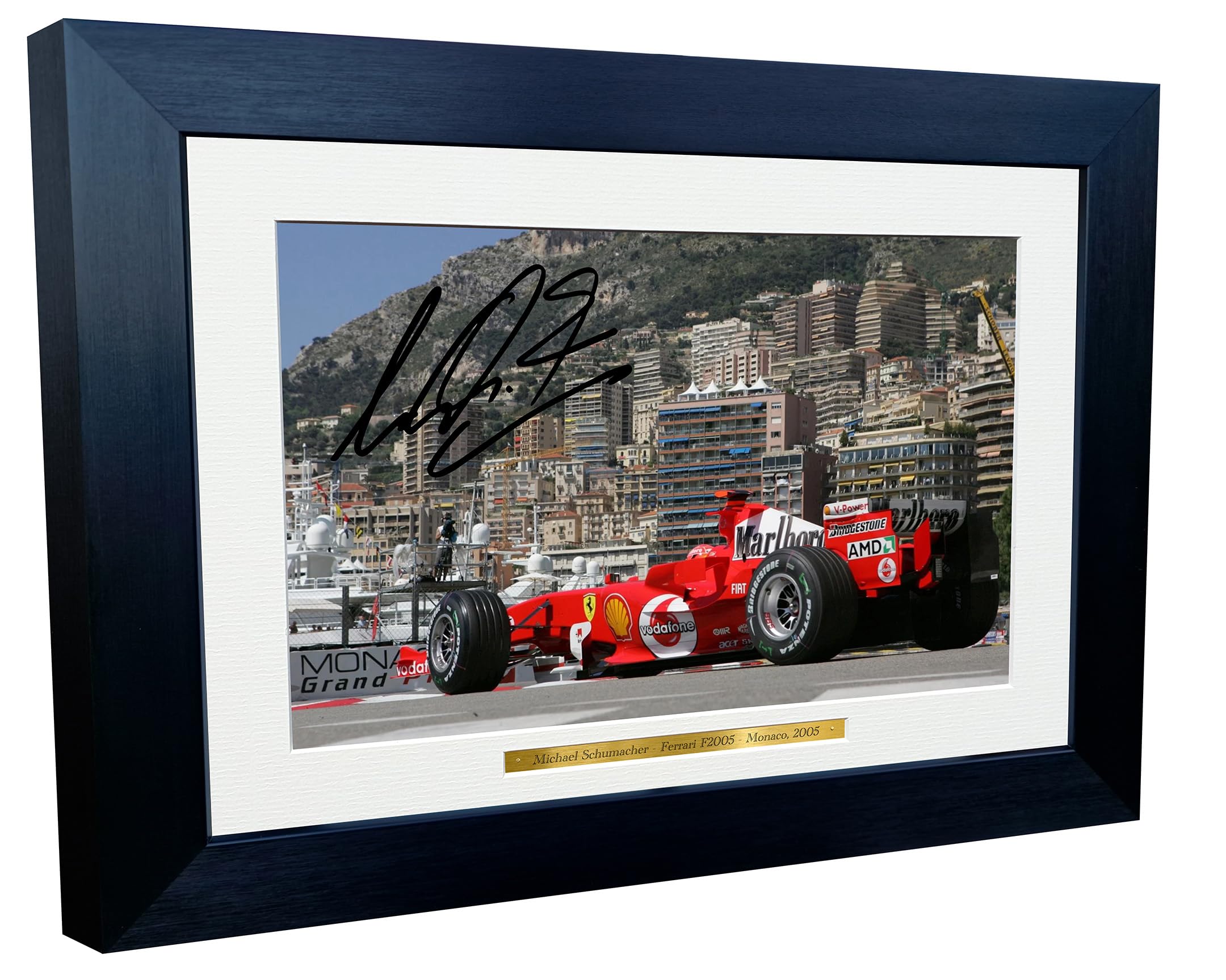Kitbags & Lockers 12x8 A4 Michael Schumacher Monaco 2005 Grand Prix Ferrari F2005 Car Autographed Signed Signature Photo Photograph Picture Frame Racing Formula 1 F1 Poster Gift