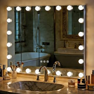 THEKLA Large Hollywood Vanity Mirror with Lights 24 Bulbs Dimming 3 Color Large Lighted Vanity Mirror for Bedroom Wall Tab... Price In India