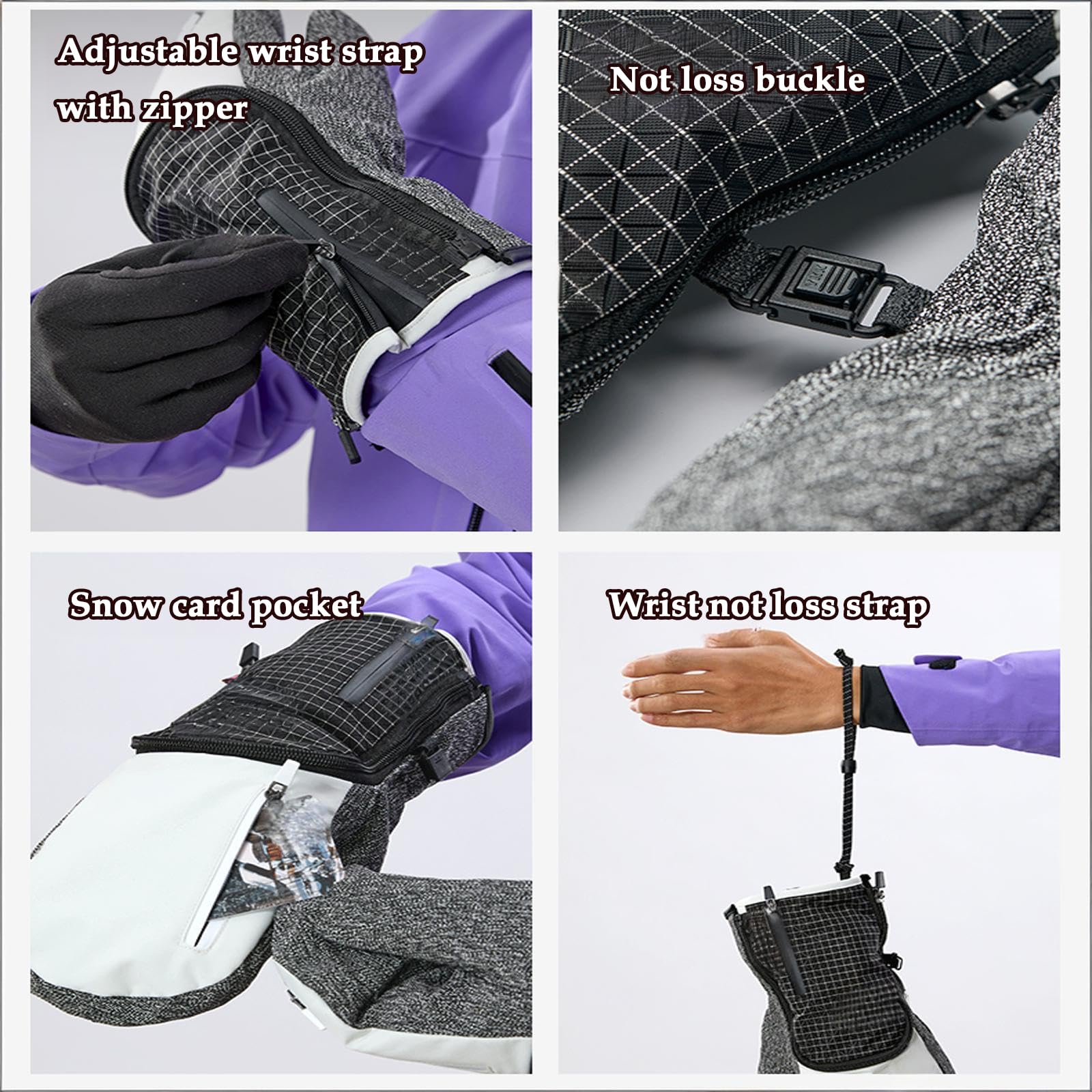 Guantes de Esquí, Manoplas cálidas de Invierno para Hombre Mujeres, Guantes de Moto Invierno Impermeable, Regalos para Hombres y Mujeres,[a] White,M