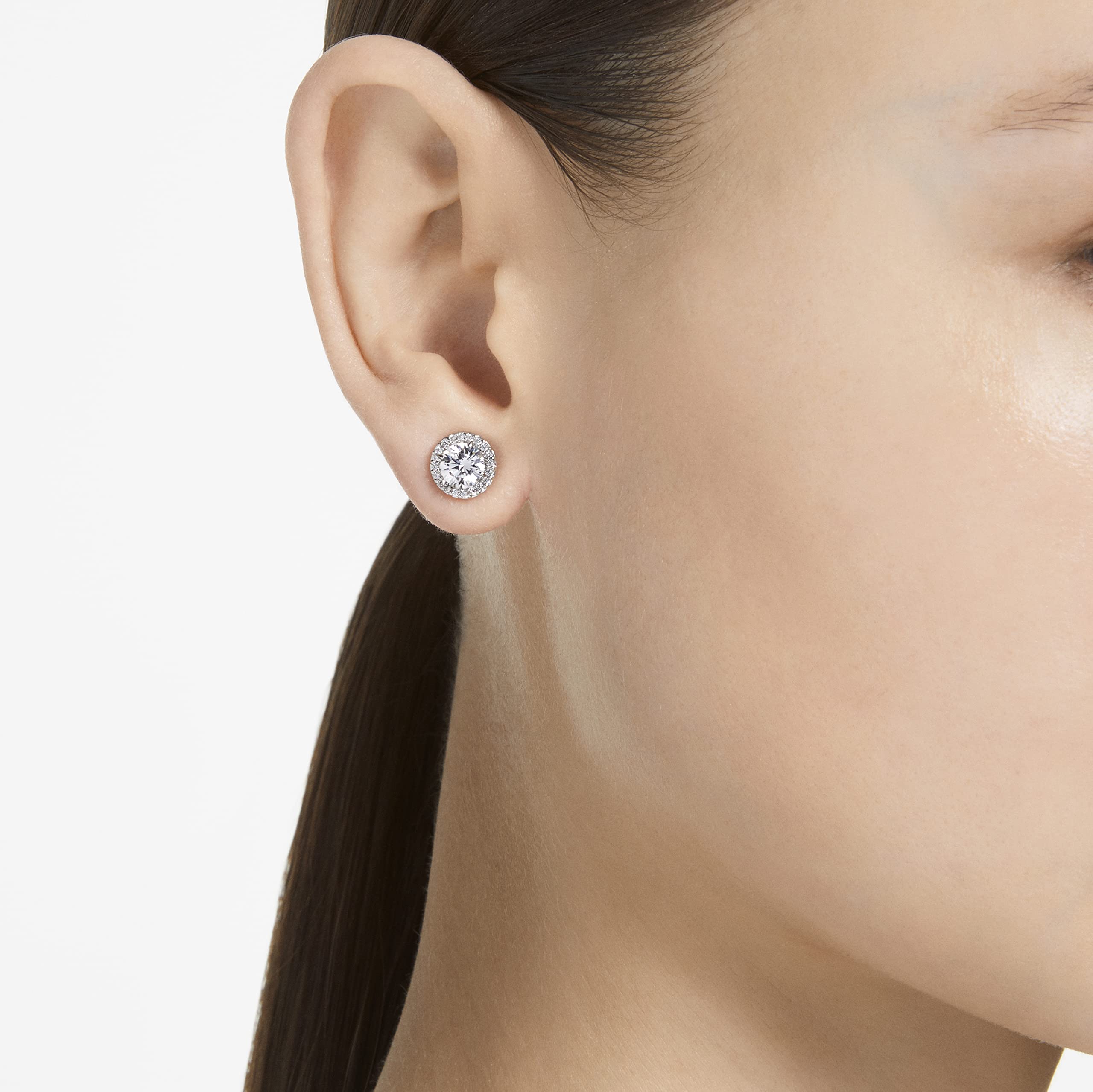 Swarovski Orecchini a lobo Constella, Taglio tondo, Pavé, Bianchi, Placcato rodio