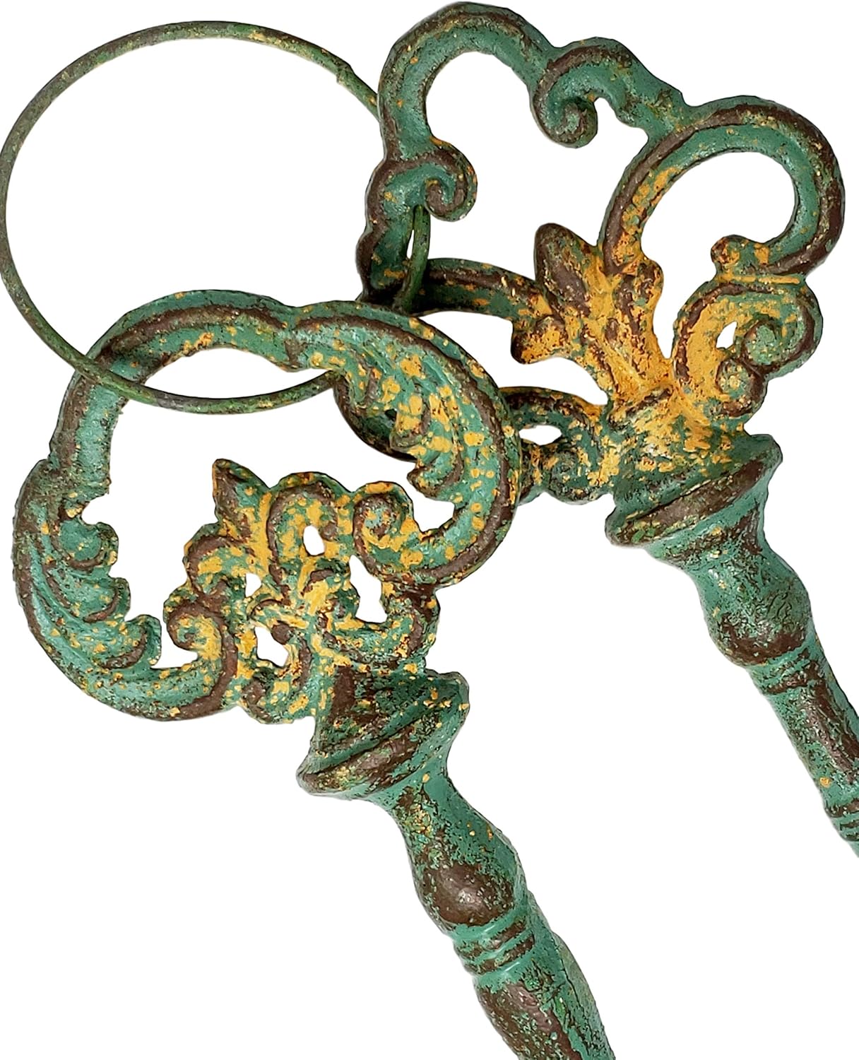 Rainbow Trading RT5076 Decorative 12" Cast Iron Keys on Ring, Distressed Antique Appearance