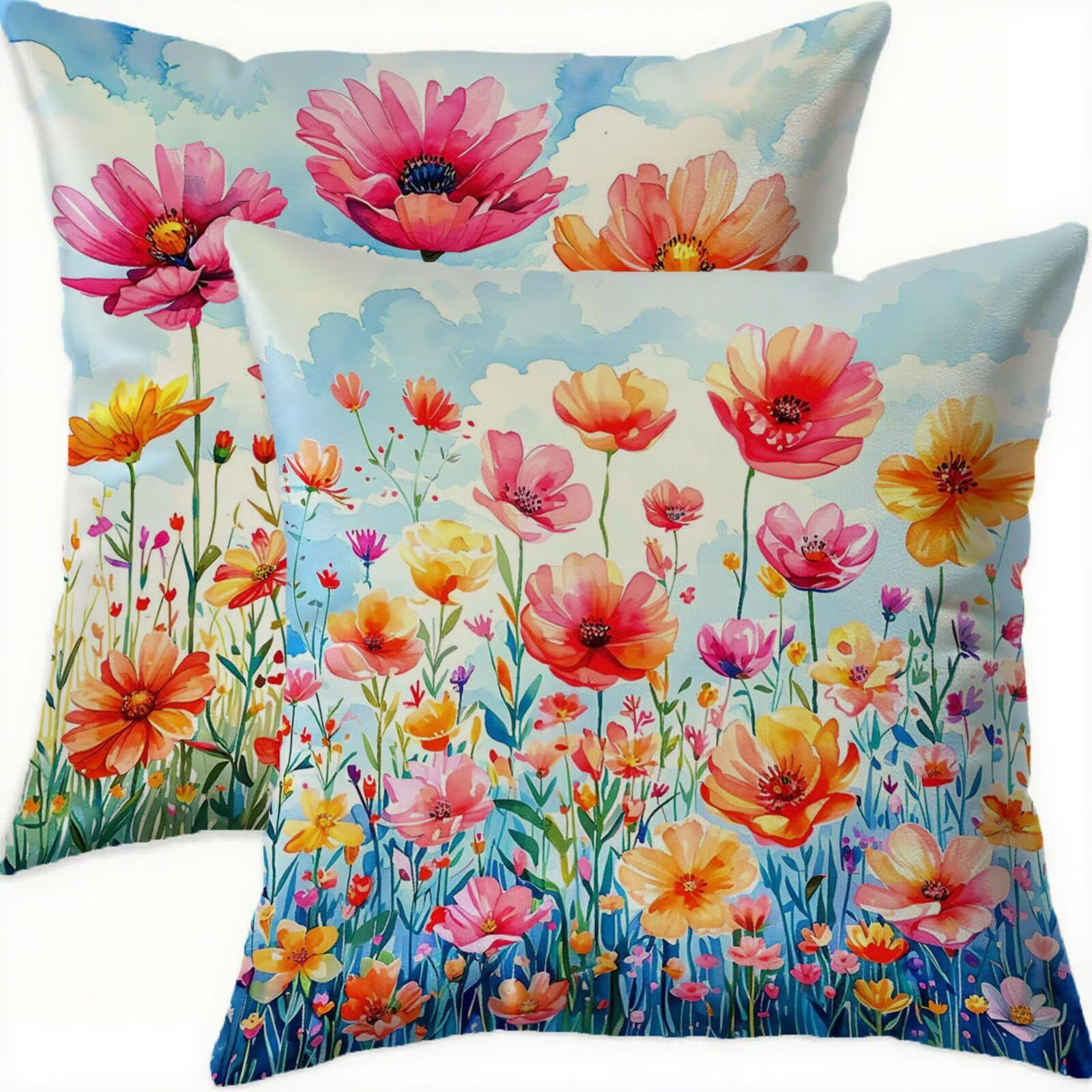 Taie oreiller 60x60 rose et housse coussin velours imperméable avec fermeture éclair invisible