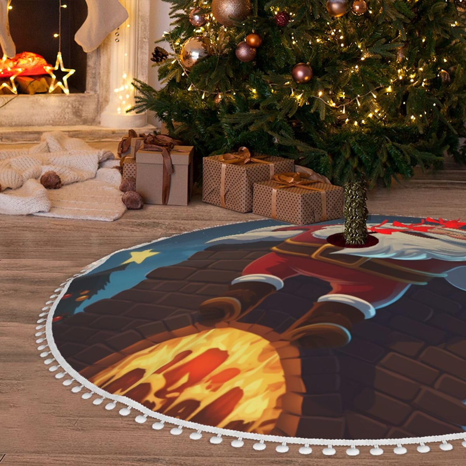 Jupe de sapin de Noël tapis de sapin décoration fête de Noël et Nouvel An