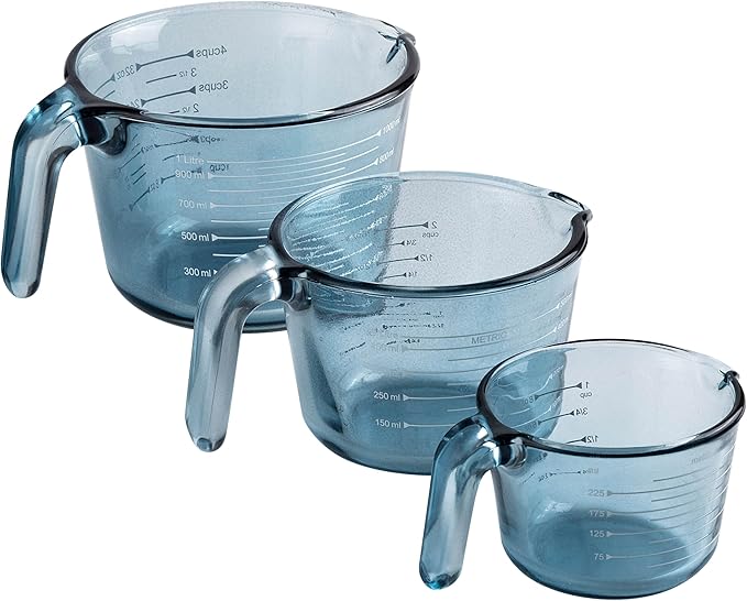 COOK WITH COLOR Glass Measuring Cups - Ideal for Cooking and Baking, Blue