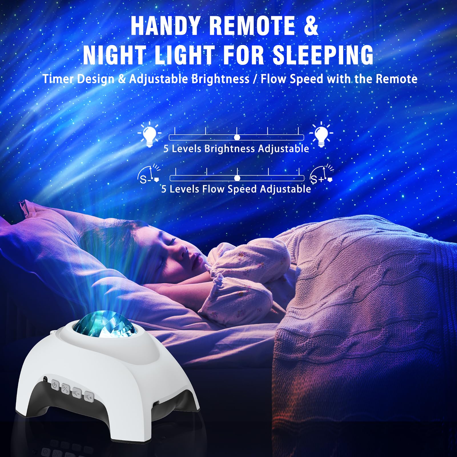 Projektor gwiazd, galaktyka, zorza polarna, projektor zorzy polarnej do sypialni, z głośnikiem Bluetooth i białym szumem, gwiaździsta lampka nocna dla dzieci i dorosłych