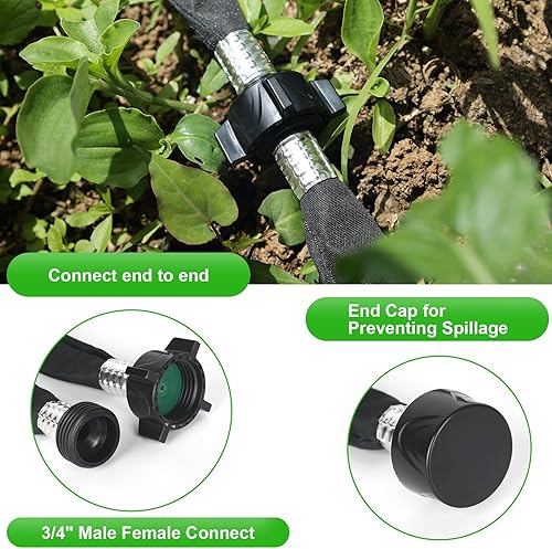 Miniatura 5 de Manguera plana de remojo de 15 pies para riego eficiente del árbol, diseño duradero de doble capa para jardines, césped y campos de verduras (15