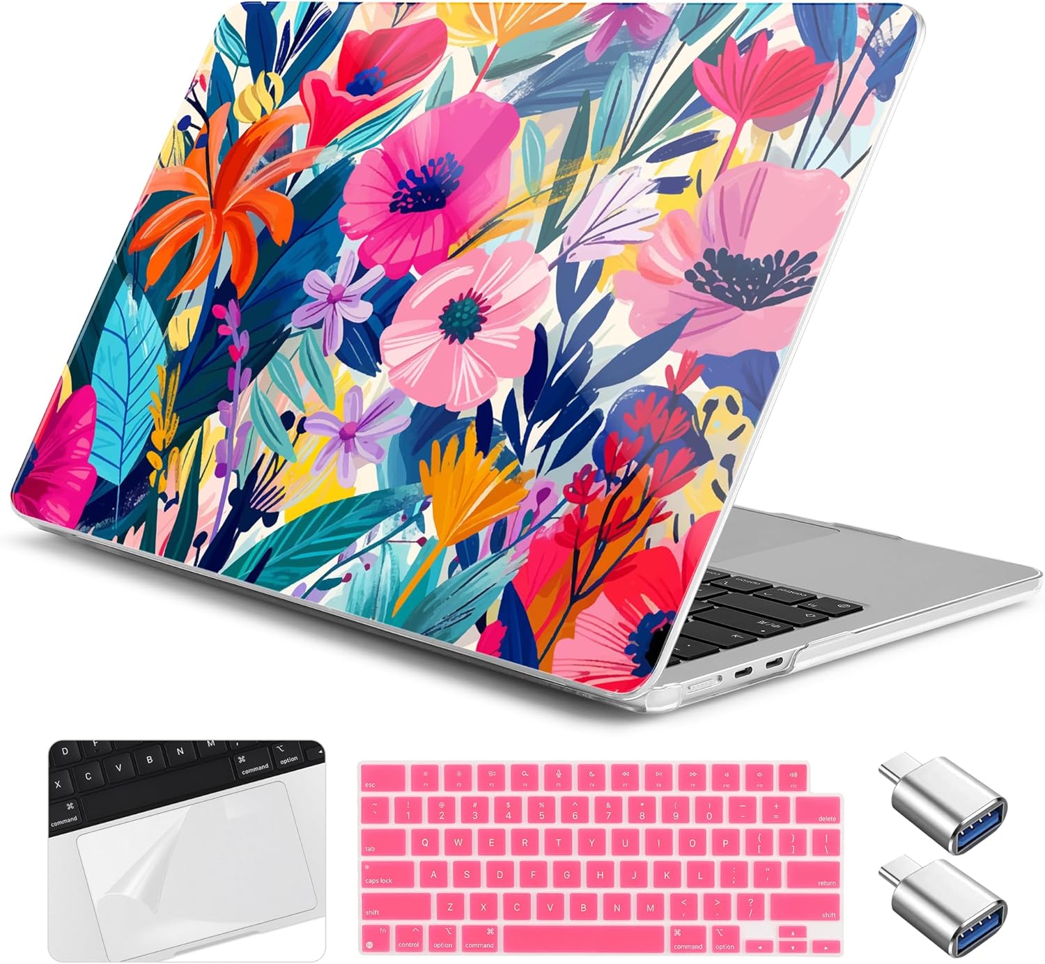 for MacBook Air 13(13.6) inch Case 2025 2024-2022 M4 M3 M2 A3240 A3113 A2681 Shockproof & Scratch-Resistant Hard Shell + Keyboard Cover + Trackpad Protector + Type C, Victorian Watercolor