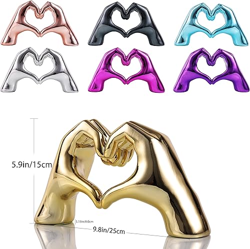 Miniatura 2 de Estatua de dedo de amor galvanizada, escultura en forma de corazón, decoración de arte moderno, decoración creativa para bodas y mesa del hogar en