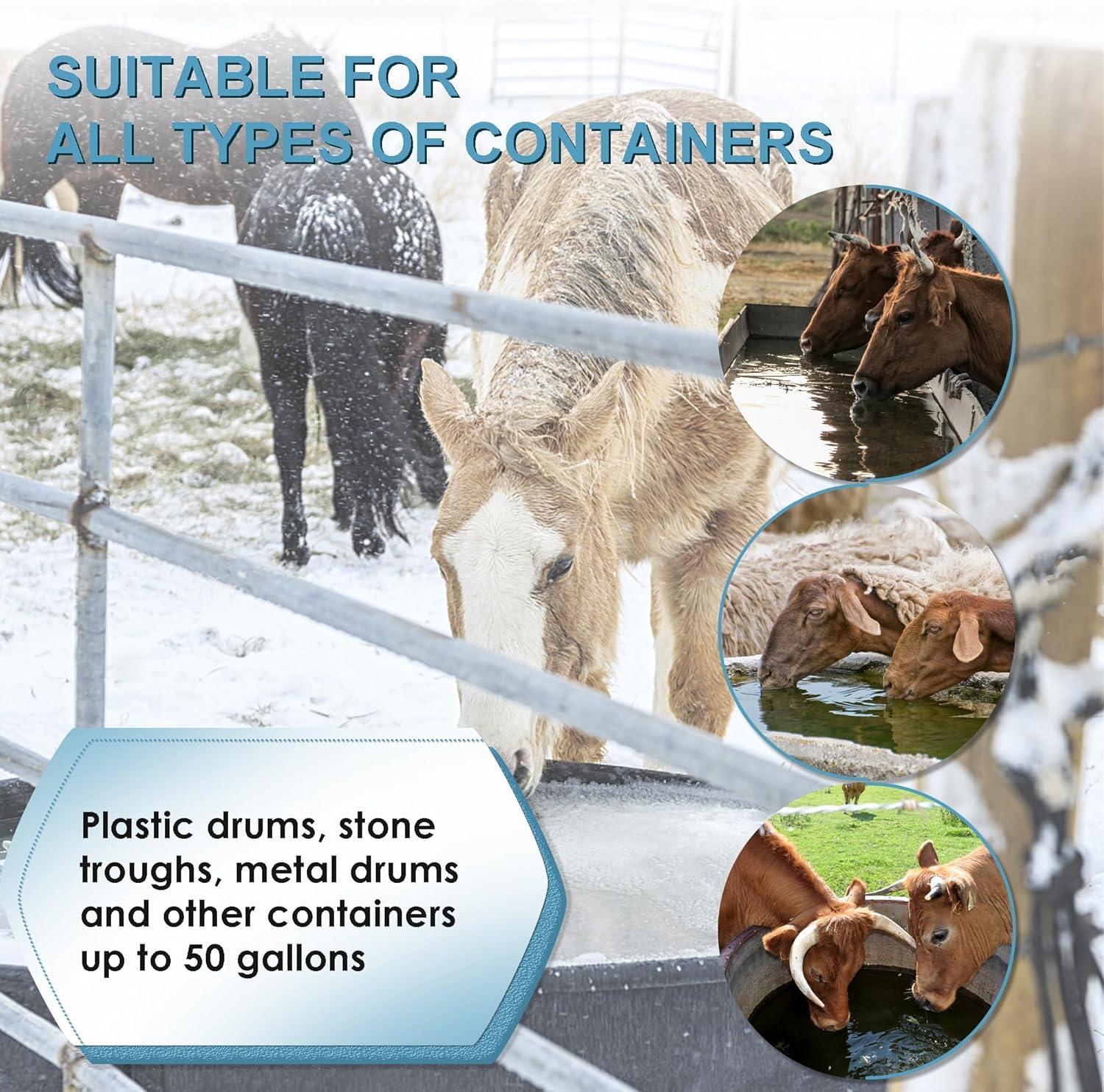 500 Watt Utility De-Icer Submergible Cast Aluminum Chicken Water Heater for Livestock Tank Heater Winter Bird Bath Heater (2, Black)