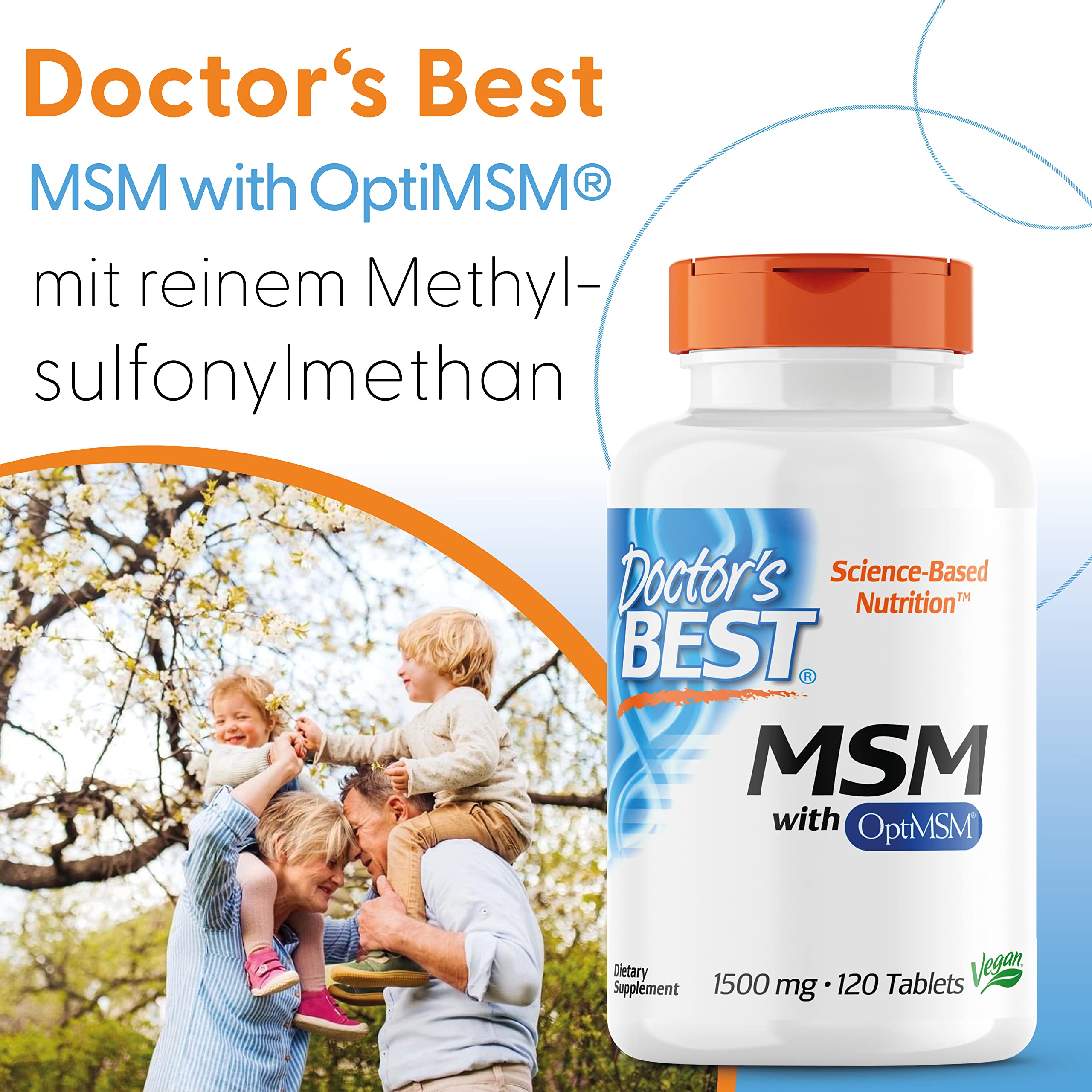 Doctor's Best, MSM mit OptiMSM, 120 Tabletten, 3000mg MSM je Dosis, Glutenfrei, GMO frei, Geschmacksneutral
