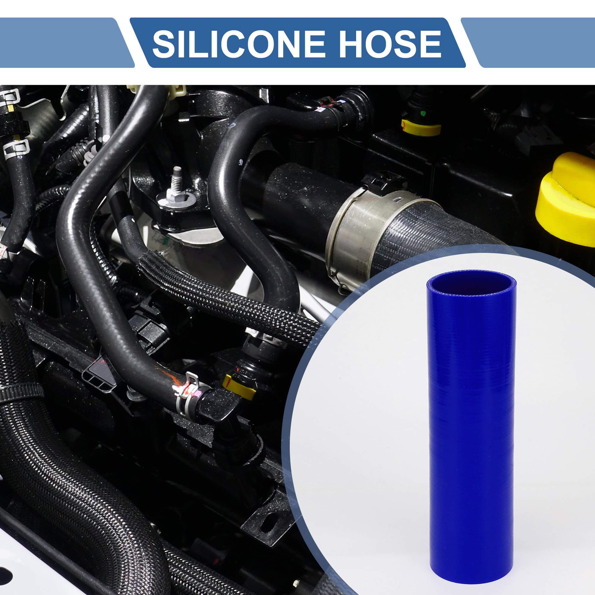 A ABSOPRO 1 Pièce 76Mm/2,99" Id 300Mm/11,81" Longueur 0 Degré Tuyau De Silicone Bleu Tuyau De Liquide De refroidissements Universel