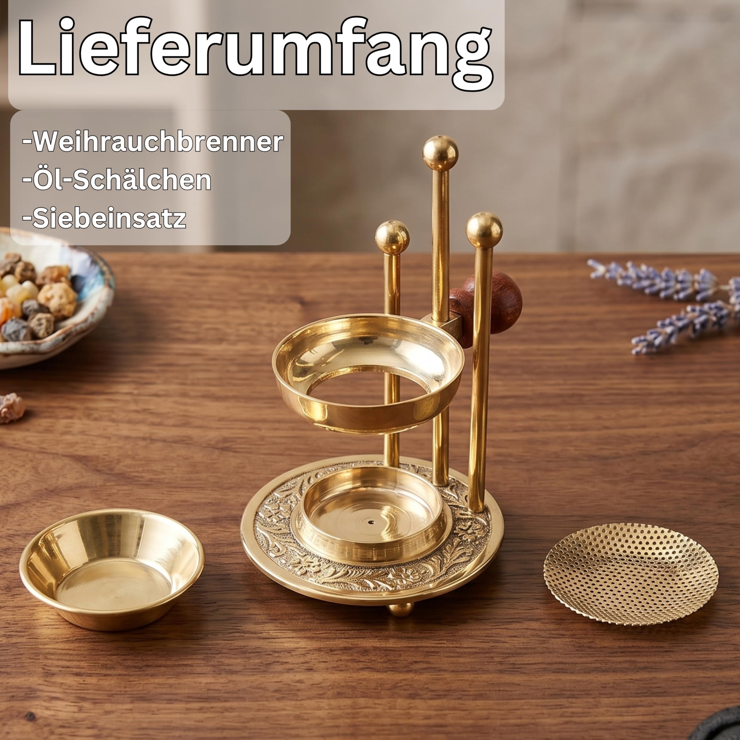 SonKo Weihrauchbrenner Räucherstövchen mit Sieb zum Räuchern und Meditation - spirituelle Geschenke zum Räuchern von weißer Salbei, Weihrauch, Boswellia (Brenner-Set)