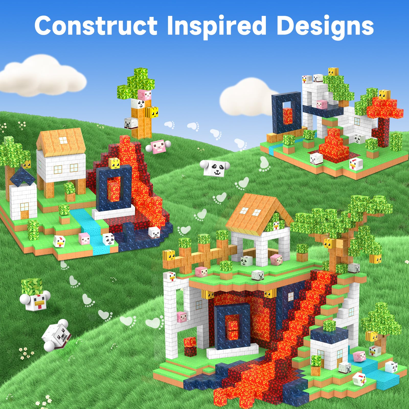 Blocchi da costruzione magnetici 150 pezzi Giocattoli magnetici sensoriali Regali di compleanno di Natale per bambini Ragazze di età 3 4 5 6 7 8 Un regalo di Pasqua Giocattolo creativo per bambini