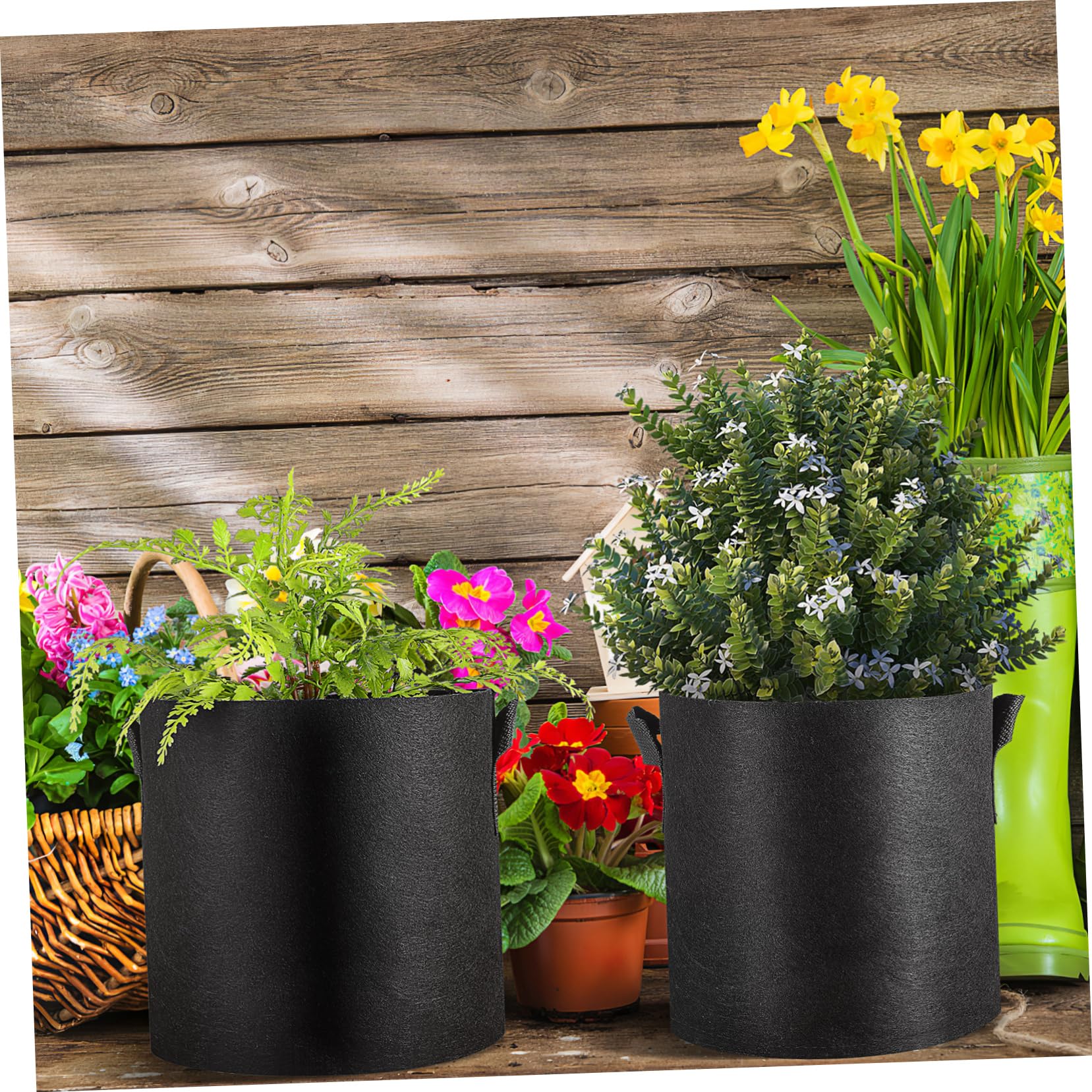 INOOMP 12pièces Sacs De Culture Tissu Non Tissé Épais avec Poignées pour Plantation De Pommes De Terre Légumes Fleurs Intérieur Et Extérieur