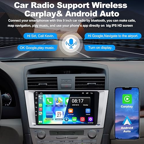 Miniatura 2 de Radio de coche Android 12 para Camry 2006-2011, unidad principal de 9 pulgadas estéreo para automóvil con pantalla táctil IPS HD, CarPlay