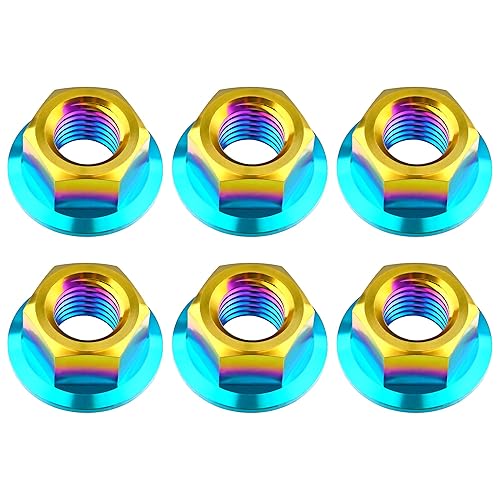 Miniatura 10 de Titanium DIN6923 M5 M6 M8 M10 M12 M14 M16 - Juego de 6 tuercas hexagonales (paso M8, 0.069 pulgadas, dorado)
