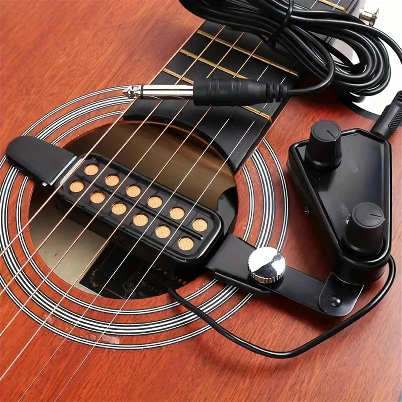 Pickup per chitarra acustica a 12 fori con miglioramento magnetico del tono dotato di manopole regolabili per volume e tono. Pickup Chitarra Acustica