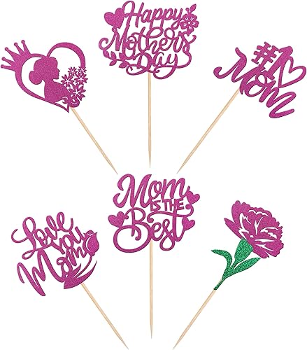 Miniatura 10 de 30 piezas de decoración para cupcakes con purpurina para el día de la madre, para mujeres embarazadas, para el amor de la madre, para cupcakes, la