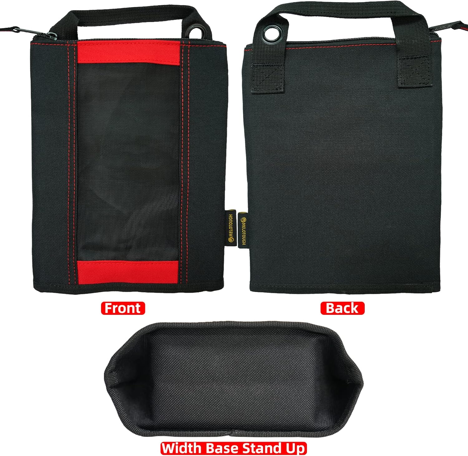 MELOTOUGH Fastener Bag Utility Canvas Zipper Tool Bag Heavy Duty Mesh Window, Hanging Grommets