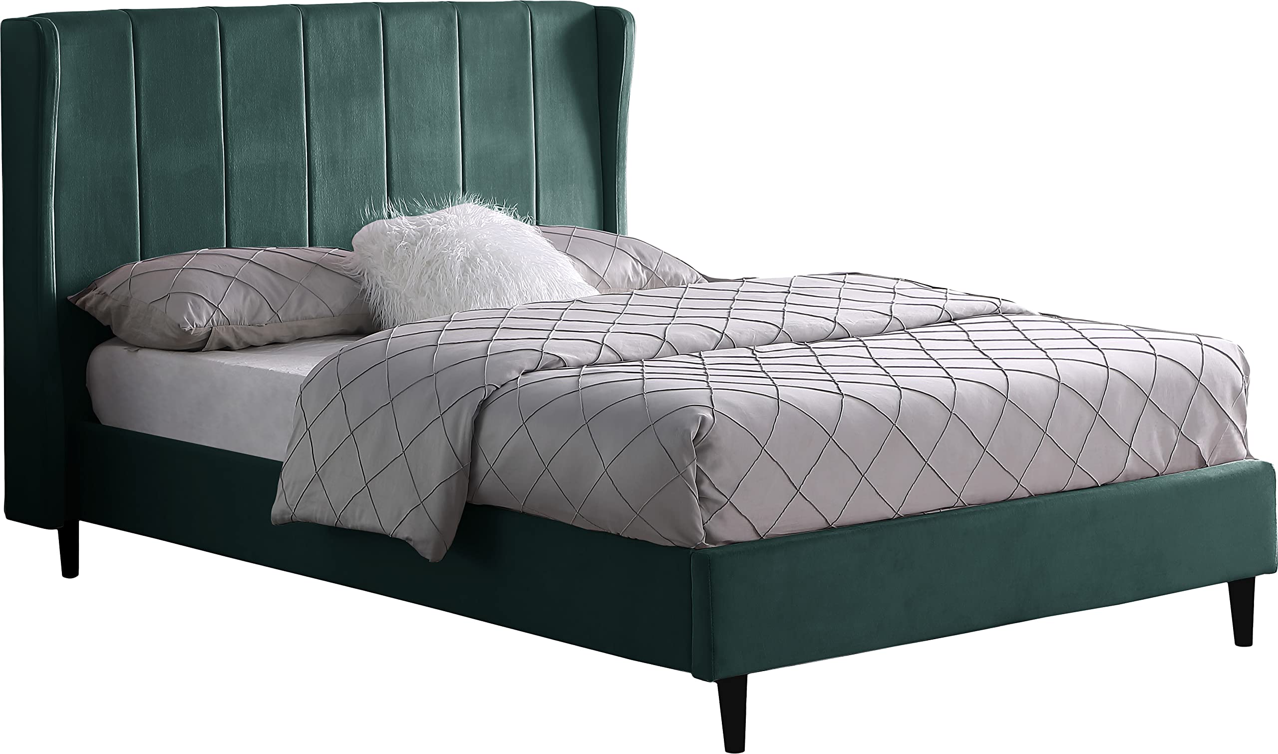 Seconique Amelia 5Ft Kingsize 150Cm X 200 Low Frame Bed Green Velvet Fabric