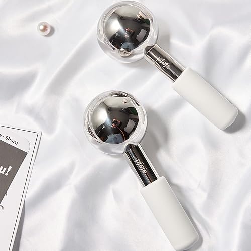 Miniatura 7 de Globos de hielo pfefe para cara y ojos, varitas criogénicas irrompibles de acero inoxidable para rutinas de belleza, globos de enfriamiento con
