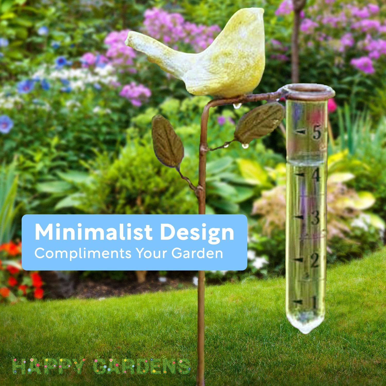 Happy Gardens Tubo de vidrio de repuesto para pluviómetro (soportes de ajuste de precisión) más medidores genéricos/estándar para patio, valla y cubierta de agua al aire libre, 5 pulgadas
