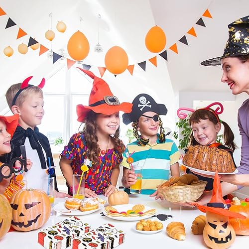 Miniatura 5 de Yexiya 100 servilletas de papel desechables de Halloween, calabaza, fantasma, arañas, murciélagos, servilletas de cóctel, toalla de mano para