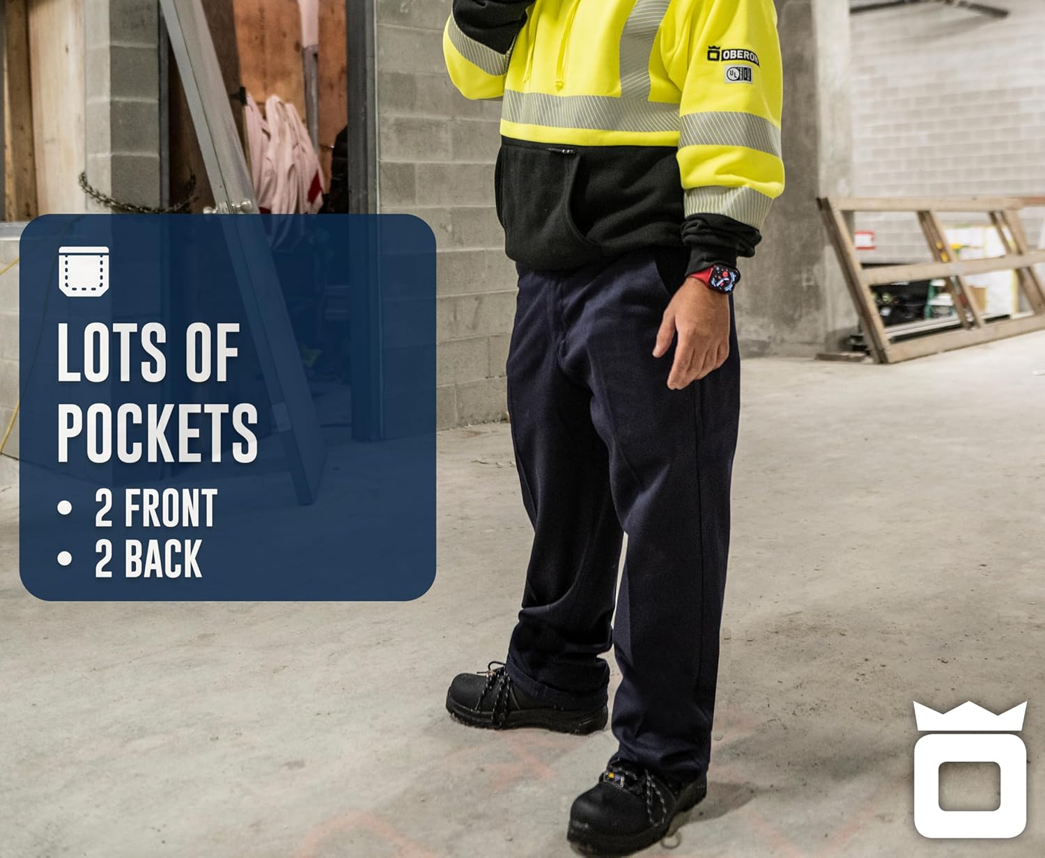 Oberon FR Arc Rated Hi Vis Safety Cargo Pants for Men - Flame Resistant & Reflective - 10 Cal - Pockets - Navy