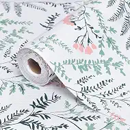 Fern Floral Shelf and Drawer Liner, Non-Adhesive Kitchen Cabinet Liner, Non-Slip Shelf Paper for Shelves, Waterproof Washable Mats for Dresser Cupboard Bathroom, 12'' x 10 FT