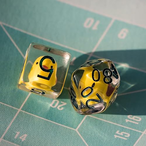 Miniatura 3 de Cusdie Juego de dados poliédricos rellenos de animales, para juegos de rol Dungeons and Dragons D&D, MTG Pathfinder (8 piezas de pollo amarillo)