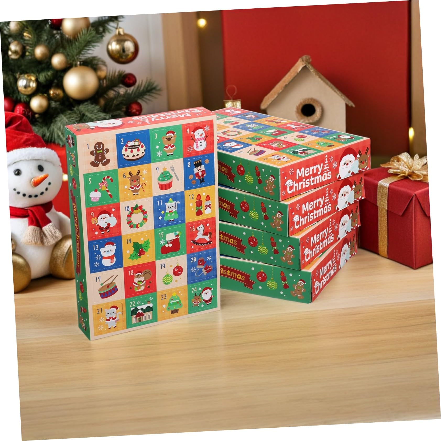 Alipis 15 Stück Adventskalender Boxen aus Papier mit 24 Fächern zum Befüllen für Weihnachtsdeko Interaktiver Countdown Kalender für Weihnachtsfeiern und Selbstgemacht Geschenkspaß