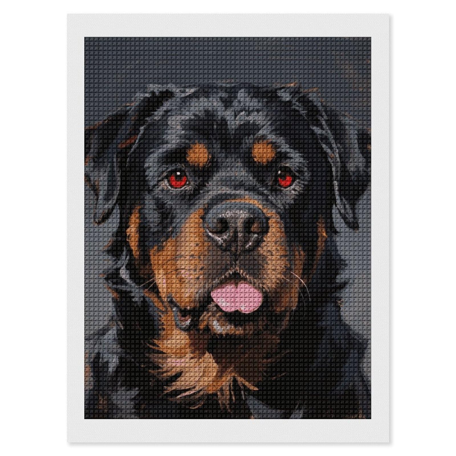 FodPand Cool Rottweiler Dog 5D Diamond Painting Kits for Adults Beginners Full Drill Square Diamond Dots Pictures Gem Art Supplies for Home Wall Room Decoration DIY Craft Set Gift 12x16