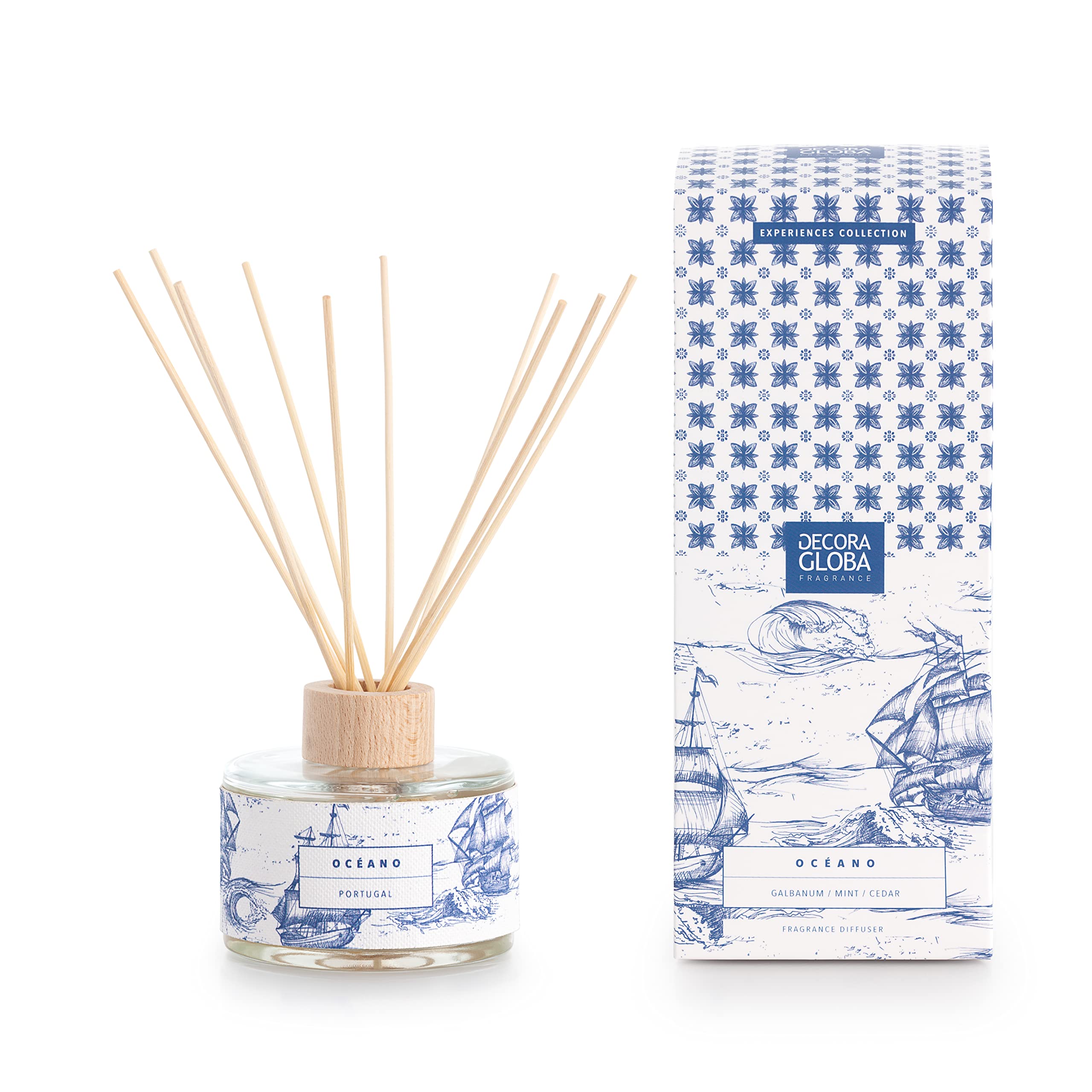 DECORAGLOBA - Diffuseur de Parfum - Ocean - Un Parfum Océanique et Vert - Diffuseur de bâton parfumé 250 ML. - Collection Experiences