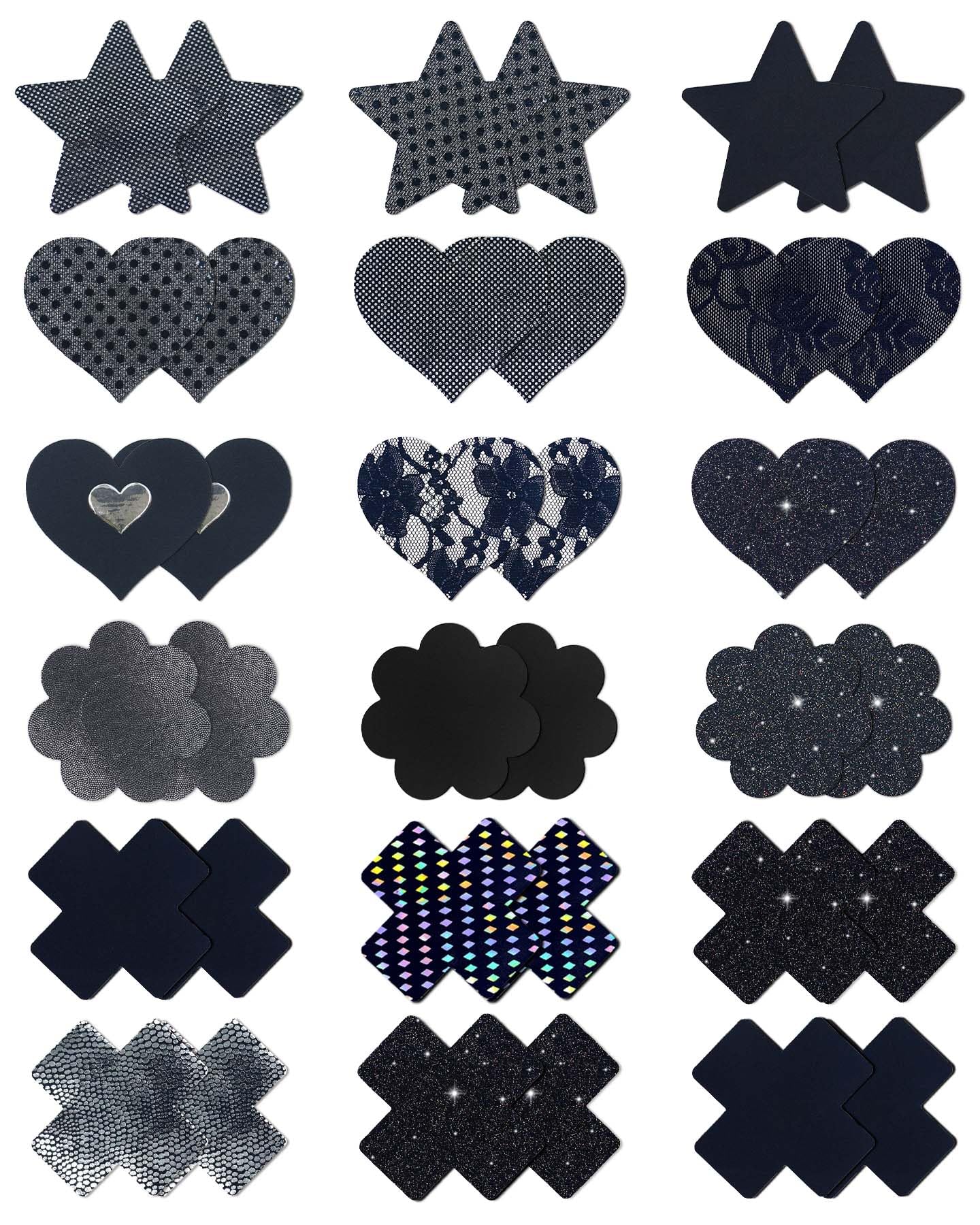 Rave Nipple Pasties Lingerie Accessories for Women Bra Boob Stickers Multicolored Nipple Covers: Black 18