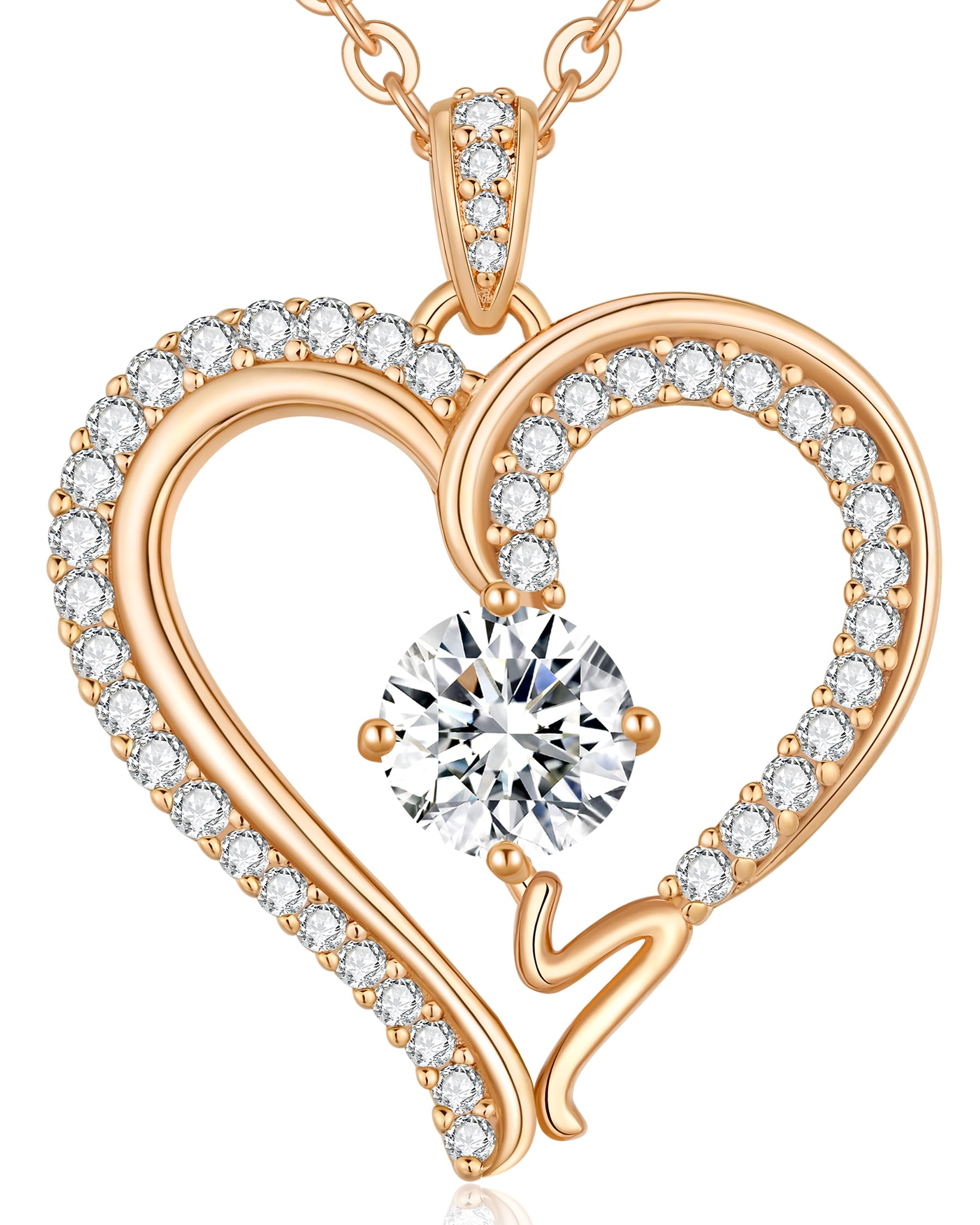 CDE Kette Damen mit Buchstabe Anhänger Herz Anhänger mit Zirkonia Schmuck Halskette für Frauen Geschenk für Freundin, Mama, Frau zum Geburtstag, Valentinstag Weihnachtsgeschenke
