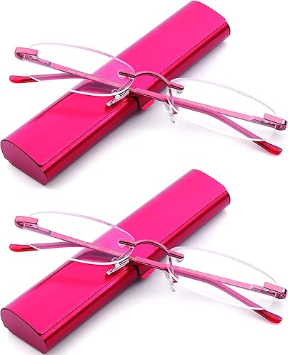 Miniatura 5 de Paquete de 2 anteojos de lectura compactos sin montura en tubo ligero de aluminio