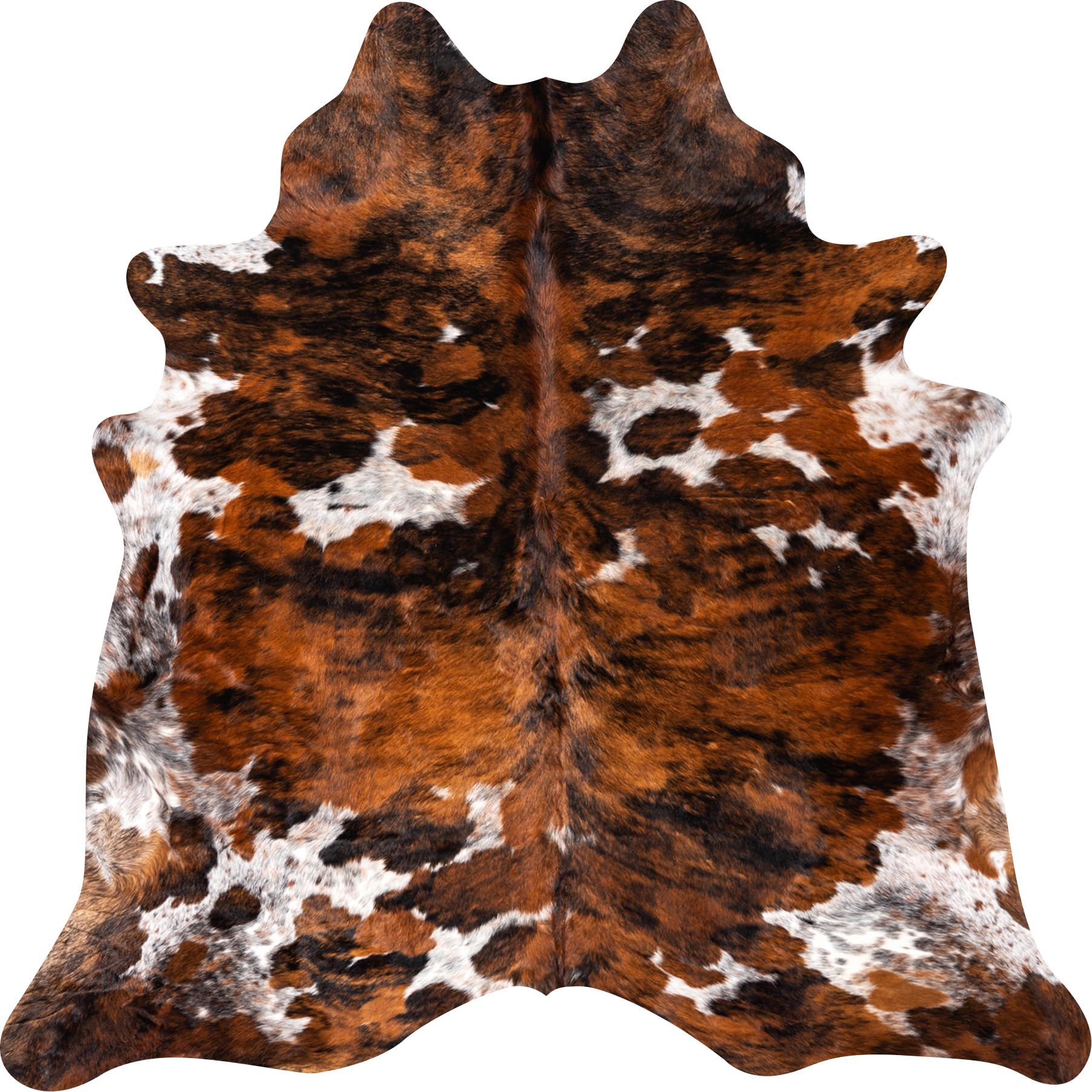 ecowhides 100% Genuine Brazilian Cowhide Rug - Luxury Cowskin Leather Area Rug Decor (X-Large) 7 x 6 ft (Tricolor)