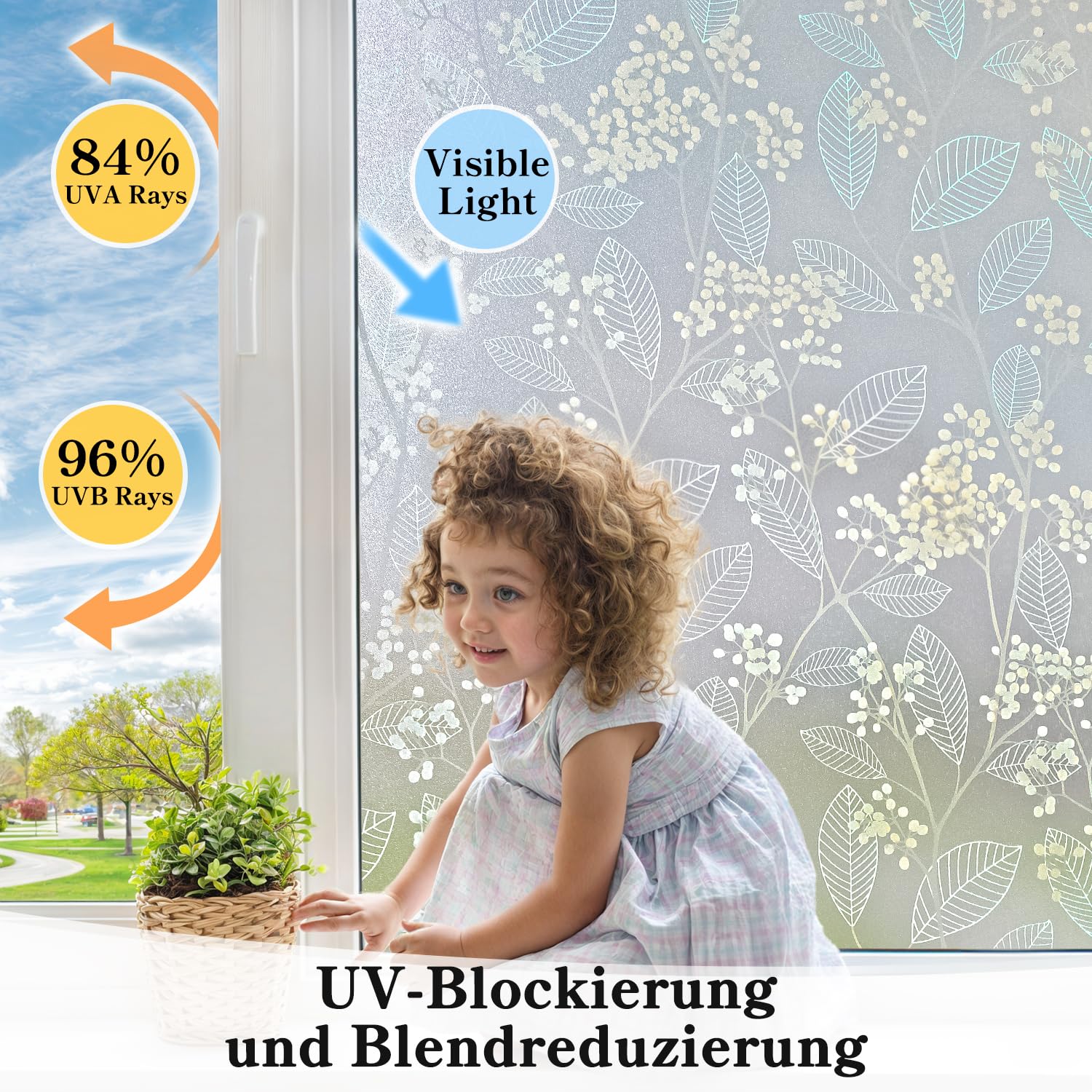 Qualsen Sichtschutzfolie Für Fenster – Milchglas, 60 X 300 Cm, Statische Haftung, UV-Schutz, Nicht Klebend