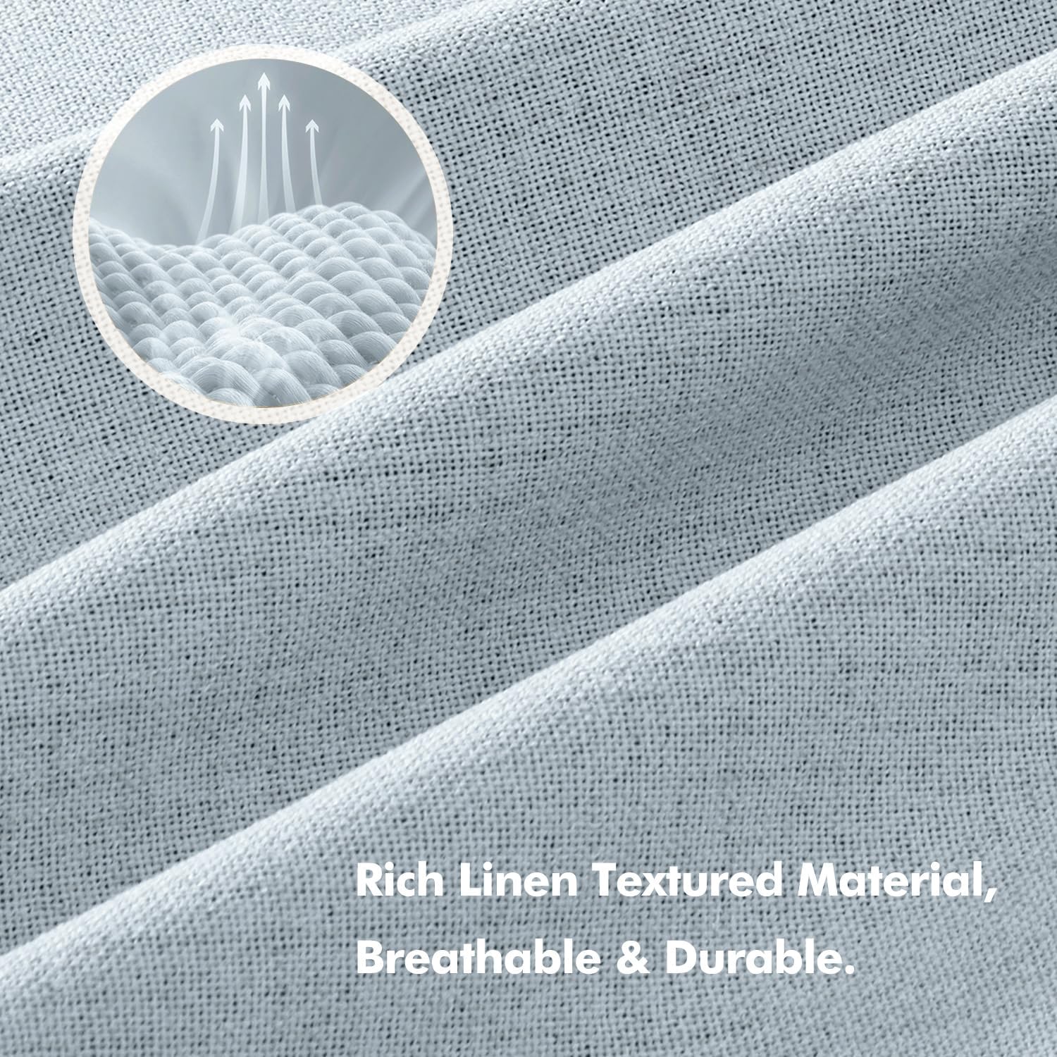 MIULEE 100% Blackout Linen Curtains for Bedroom, Chambray Blue Solid Luxury Decor Thermal Insulation Room Darkening Drapes for Living Room Back Tab Rod Pocket 42 x 84 Inches, 2 Panels thumbnail