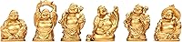 Vista 16 de Brass Statu BRABUD 1'' Gold Laughing Buddha Figurines Collection Gift Home Office Desk Decor Flower Pot Statue Decoration Set of 6 (Mini Gold)
