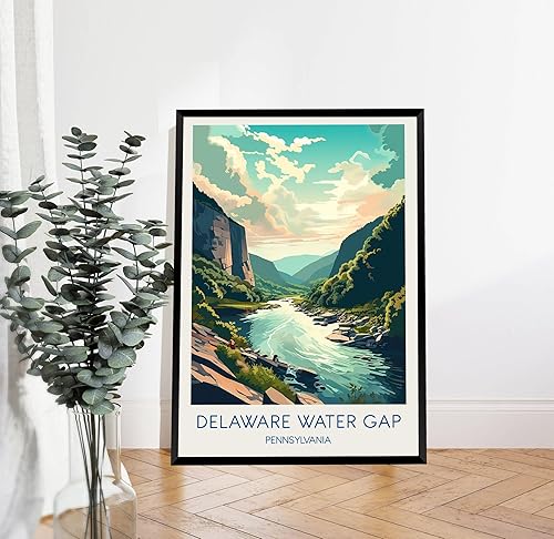 Póster de viaje con brecha de agua de Delaware, póster de Pensilvania, impresión de brecha de agua de Delaware, arte de pared de fotos de viaje 32