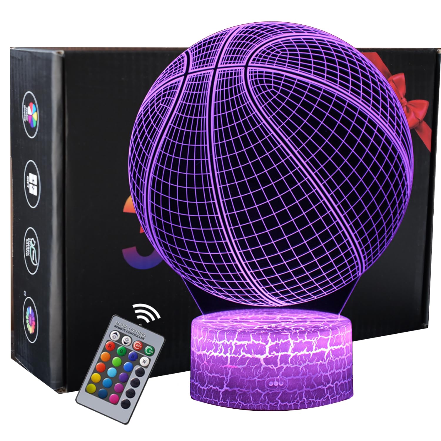 INTUPGD Basketball Nachtlicht für Kinder, 3D Licht Lampe 16 Farbändernde mit Fernbedienung, Geschenke Geburtstag Schlafzimmer Dekor Lampe