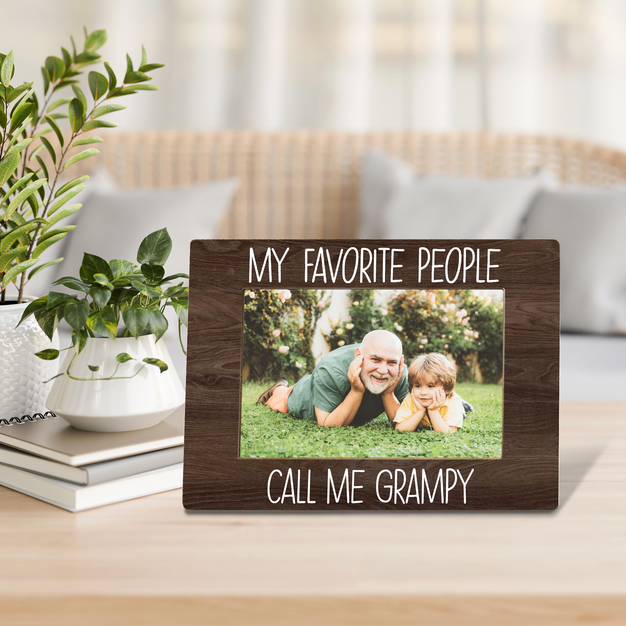 My Favorite People Call Me Grampy Picture Frame, Grampy Grandpa Gifts for Father's Day, Best Grandpa Gifts Photo Frame 4x6, Grandfather Wooden Photo Picture Frames for Desk Tabletop Decor