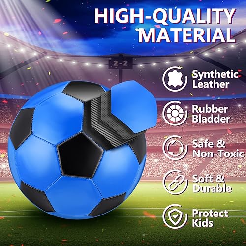 Miniatura 10 de 4 pelotas de fútbol con inflador, tamaño oficial, para deportes en interiores y exteriores, para niños y adultos, jugadores, entrenamiento, regalo