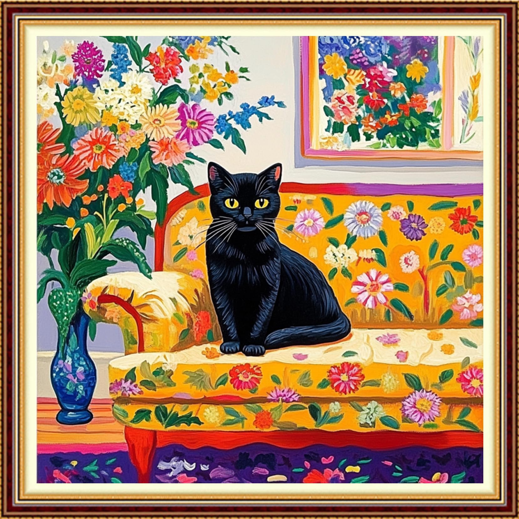 Fanxvivy Stamped Counted Cross Stitch Kits for Adults Printed Cross-Stitch Patterns 11CT Stamped or Counted Cross Stitching Embroidery Kit Needlepoint Kits-Cute cat 18x18 inch
